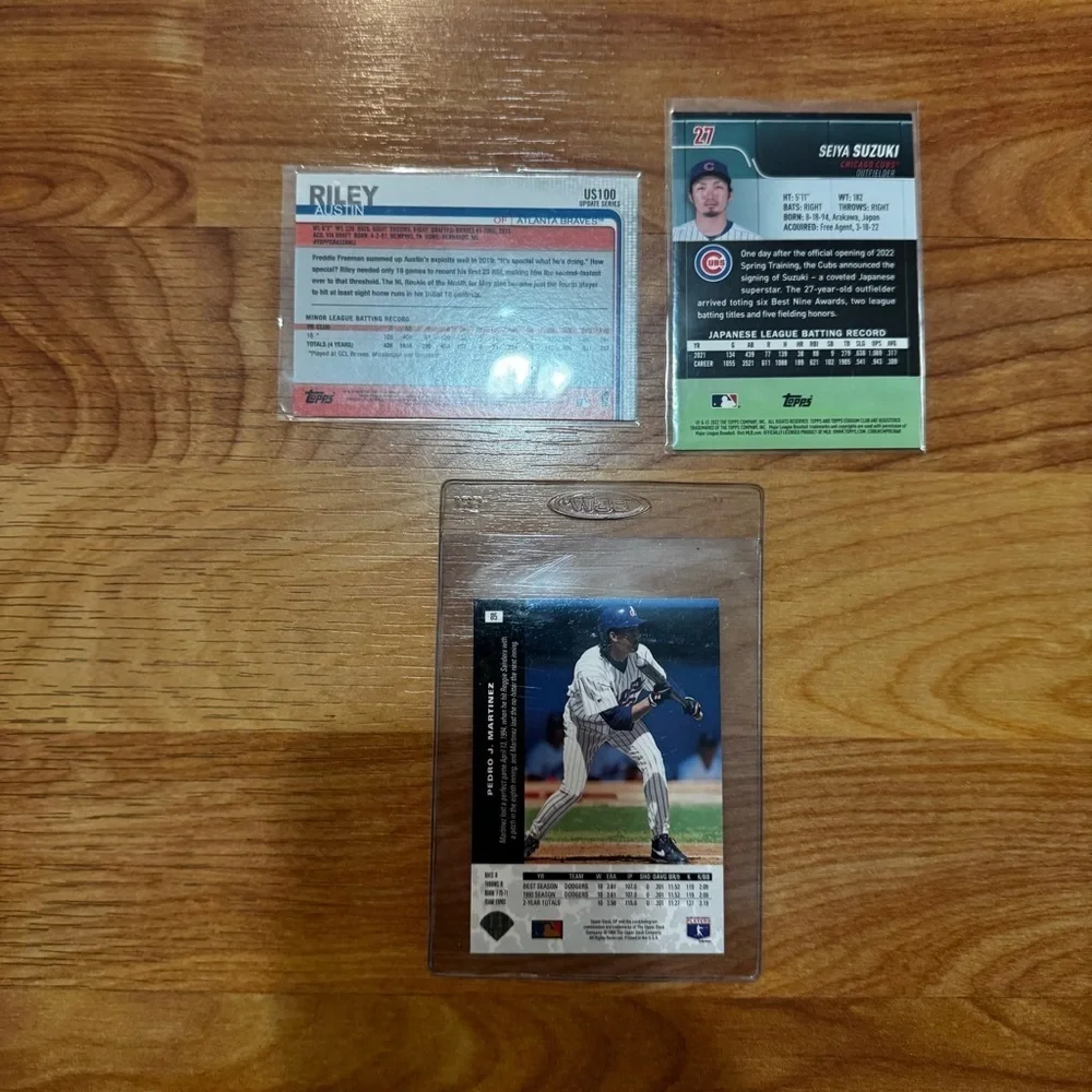 MLB Rookie Card Lot Austin Riley RC & Seiya Suzuki RC + Pedro On Expos Bunting